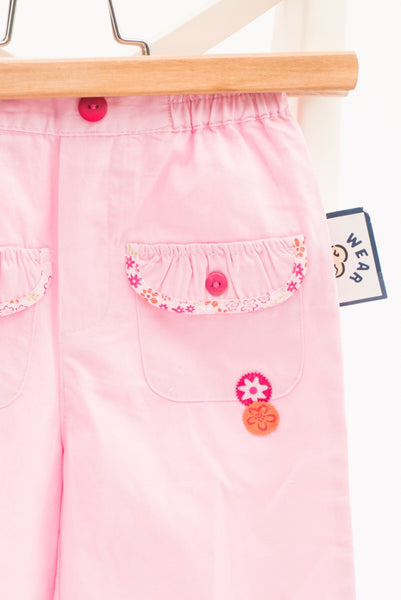 Тънък панталон в бледо розово с малки джобчета Baby Wear (С ЕТИКЕТ) / 12м.