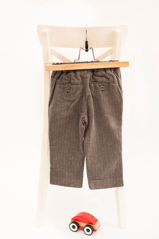 Памучен спортно - елегантен панталон в сиво - кафяв цвят Next / 18-24м.