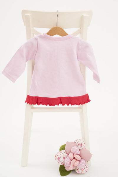 Плътна блуза в нежно розово с набор в долната част / 9-12м.