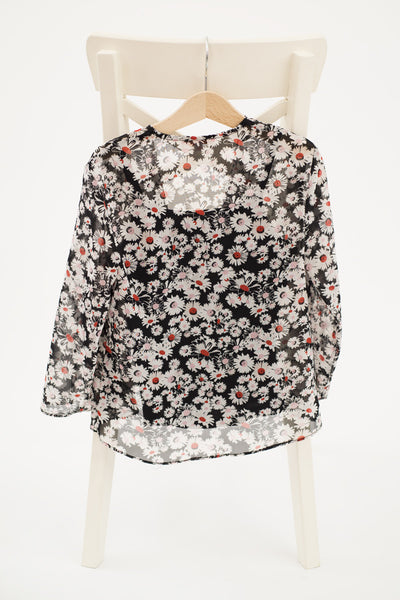 Комплект ефирна блуза с десен на цветя и черен потник Bluezoo / 6г.