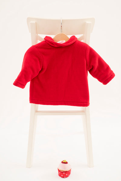 Кокетно червено палто с малки панделки Cuddlesome / 3-6м.
