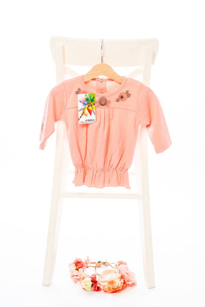 Блуза с ластична талия в наситено прасковено розово Kimex (С ЕТИКЕТ) / 9м.