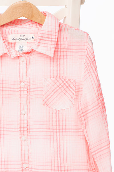 Ефирна риза на каре в неоново розово L.O.G.G. / 8-9г.