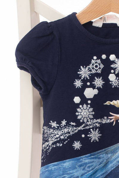 Рокля с къс ръкав в тъмносиньо с Елза от Frozen H&M / 18-24м.