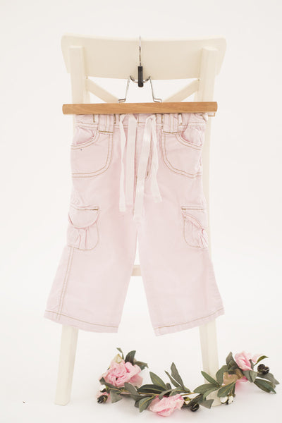 Нежно розов дънков панталон с широк крачол Smile / 2г. (92см)