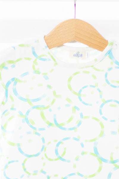 Бяла тениска със сини и зелени кръгове Anegl baby /9-12м