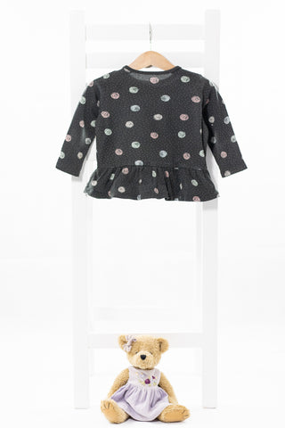 Черна блуза на цветни точки H&M / 9-12м