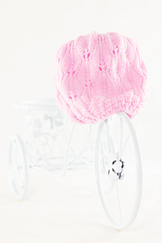 Кокетна плетена шапка в нежно розов цвят/ 4-6г.