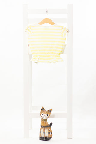 Раирана жълта тениска с апликация Mothercare/ 12-18m