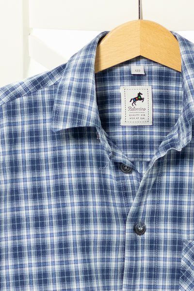 Спортно-елегантна риза с дълъг ръкав на ситно синьо каре, PALOMINO / 7г.