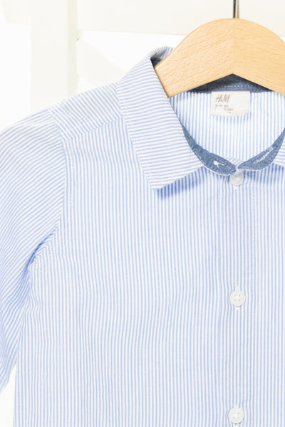 Раирана синьо-бяла риза H&M / 9-12м