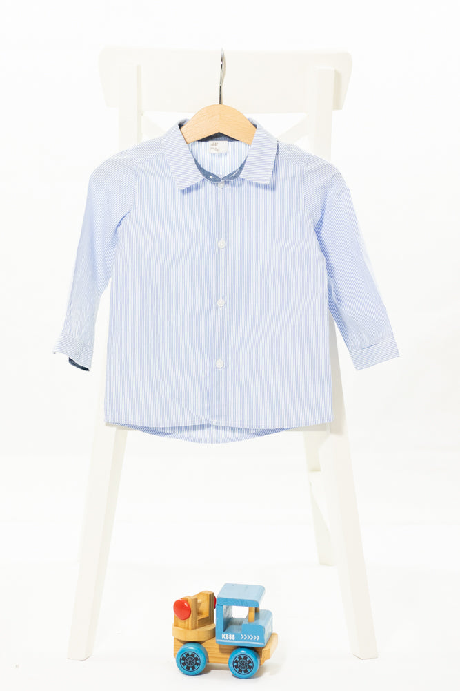 Раирана синьо-бяла риза H&M / 9-12м