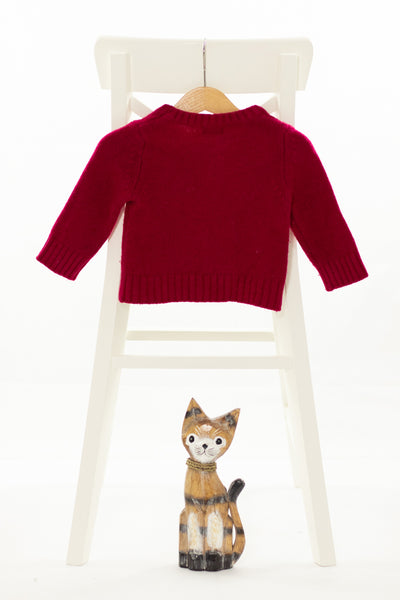 Плътен червен пуловер Benetton / 6м