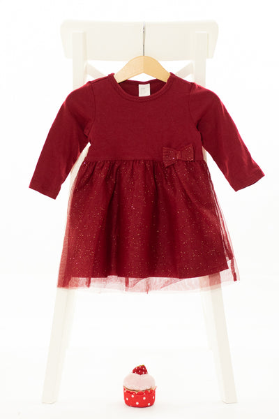 Коледна рокля с тюлена пола в цвят бордо H&M / 6-9м
