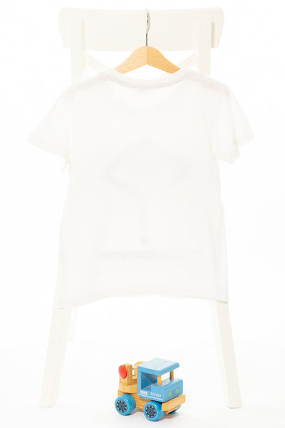 Бяла памучна тениска с надпис The Romantic, MACKAYS/ 6-7г.