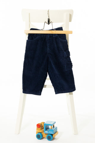 Топли тъмносини джинси с ластична талия и джобове, MINI TRIBU/ 9-12м.
