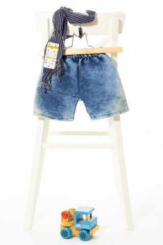 Детски комплект риза с къс ръкав, дънкови панталони и памучен шал, BEBISSO (С ЕТИКЕТ) / 3г.