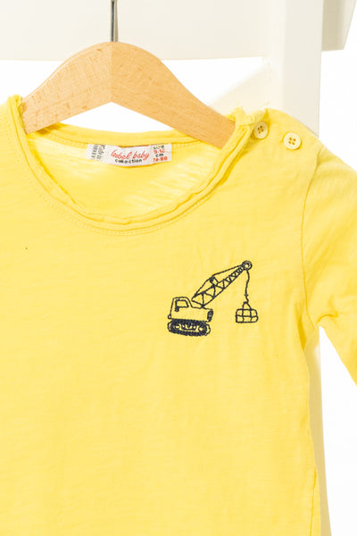 Блуза с дълъг ръкав в лимонено жълто с бродерия, ISOBEL BABY/9-12м.,74-80см.