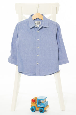 Спортно-елегантна памучна риза в син дънков цвят, PLACE/ 2г.