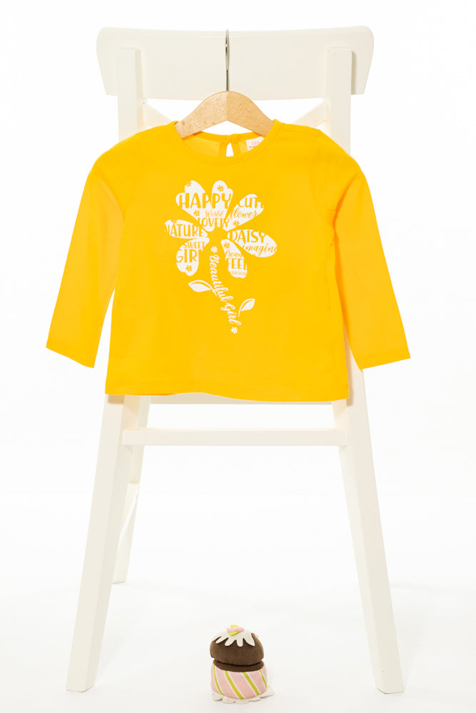 Памучна блуза в ярко жълто с красива апликация, LC WAIKIKI (С ЕТИКЕТ)/ 12-18м., 80-86см.