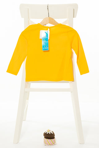 Памучна блуза в ярко жълто с красива апликация, LC WAIKIKI (С ЕТИКЕТ)/ 12-18м., 80-86см.