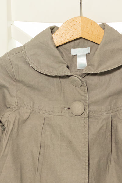 Кокетен есенен шлифер с копчета и якичка в монохромно сиво, OBAIBI/ 18м., 81см