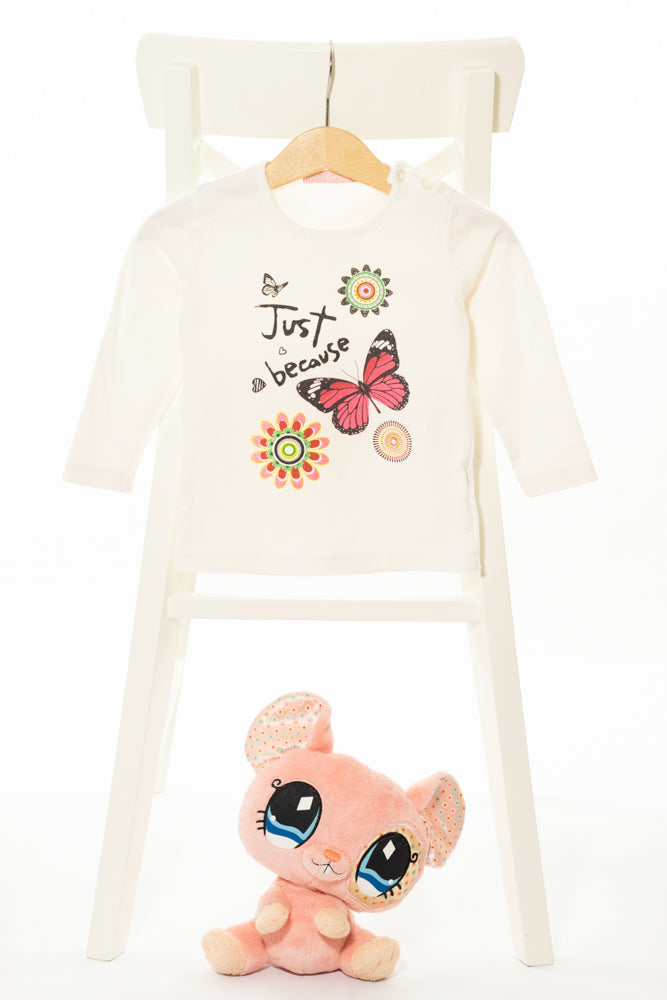 Памучна бяла блуза с дълъг ръкав с цветна щампа, HOBO CAFEI/ 2г., 92см.