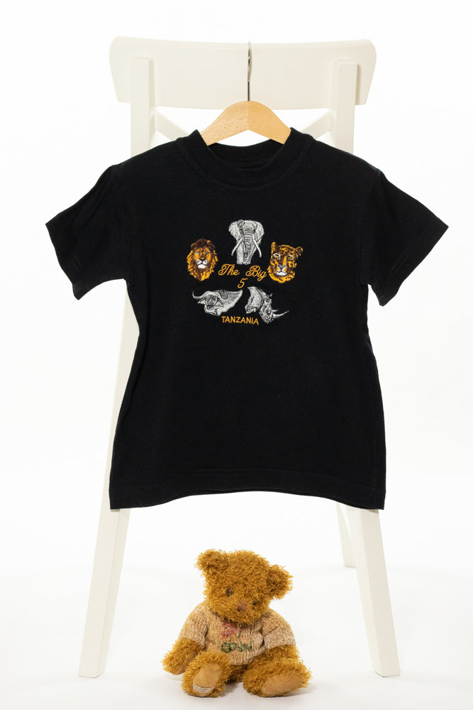 Ефектна черна тениска с бродирани животни, AIRBORNE/ 4г.
