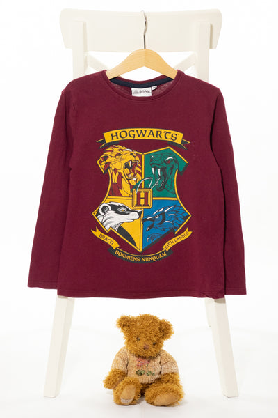 Оригинална блуза с дълъг ръкав в цвят бордо и апликация от Хари Потър (HARRY  POTTER), WIZARDING WORD/ 7-8г., 128см. ,