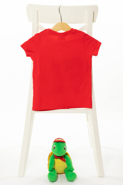 Ефектна тениска в наситен червен цвят със забавни морски апликации, SO CUTE/ 18-24м., 92см.