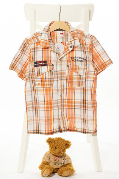 Спортно-елегантна риза на едро каре в оранжеви тонове, NAME IT /5-6г.