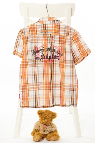 Спортно-елегантна риза на едро каре в оранжеви тонове, NAME IT /5-6г.